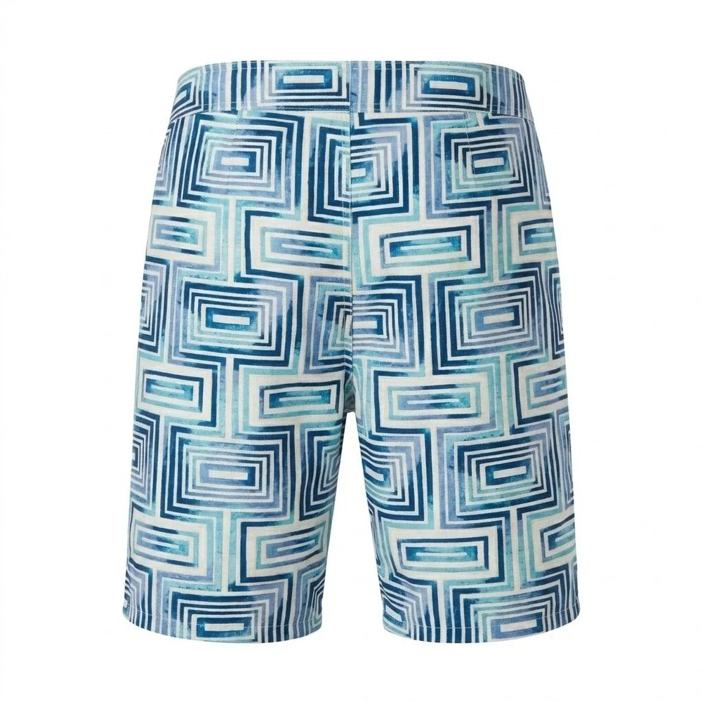 Tommy Bahama Relax Mens 38 Blue Geometric Maze Board Shorts Swim Trunks